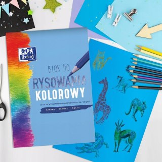 Blok rysunkowy szkolny A4 kolorowy 10 kartek 100g 400166069 OXFORD