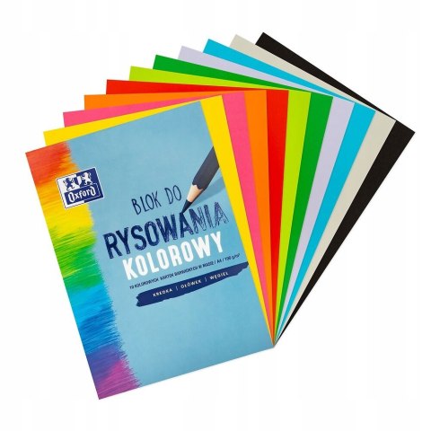 Blok rysunkowy szkolny A4 kolorowy 10 kartek 100g 400166069 OXFORD