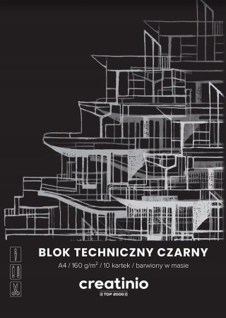 Blok techniczny szkolny A4 czarne kartki 10 kartek 160g 400176681 TOP 2000