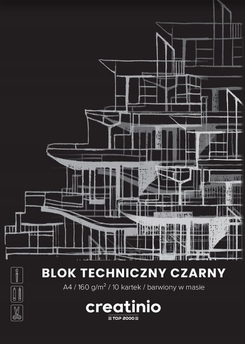 Blok techniczny szkolny A4 czarne kartki 10 kartek 160g 400176681 TOP 2000