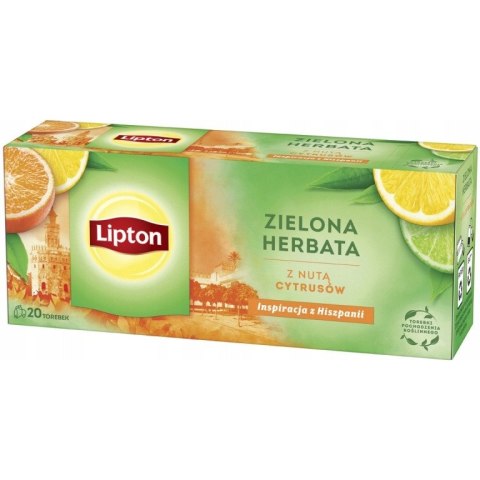 Herbata LIPTON (20 torebek) zielona z nutą cytrusów GREEN CITRUS
