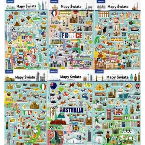 Naklejki edukacyjne MAPY ŚWIATA AVANTI