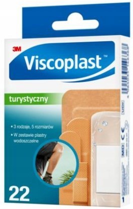 Plaster uniwersalny VISCOPLAST, zestaw turystyczny 5 rozmiarów 22sztuki 3M