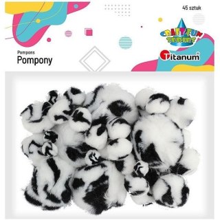 Pompony akrylowe A45 ANIMAl biało-czarne 338522