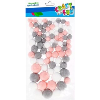 Pompony mix kolorów i rozmiarów pastelowe 90szt. CRAFT WITH FUN 501476