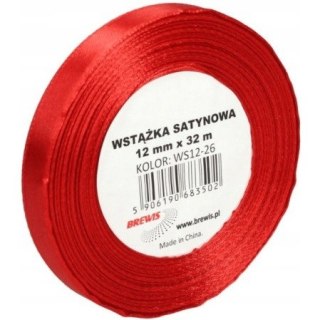 Wstążka satynowa 12mm/32m czerwona WS12-26 BREWIS