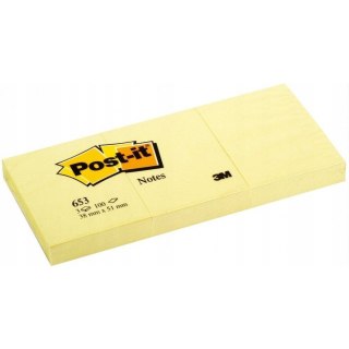 Bloczek samoprzylepny POST-IT 38x51mm 100kartek żółty (3szt) kartonik 4064035092 3M