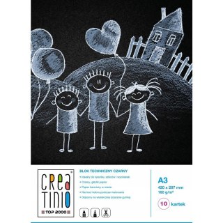 Blok techniczny szkolny A3 czarne kartki 10 kartek 160g 400079854 CREATINIO