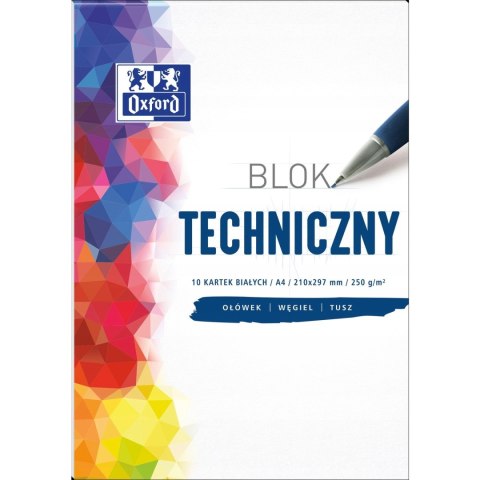 Blok techniczny szkolny A4 biały 10 kartek 250g 400093199 OXFORD