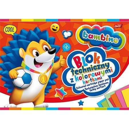 Blok techniczny szkolny A4 kolorowy 10 kartek 160g BAMBINO
