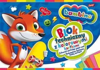 Blok techniczny szkolny A4 kolorowy 10 kartek 160g BAMBINO