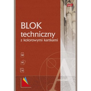 Blok techniczny szkolny A4 kolorowy 10 kartek 160g UNIPAP