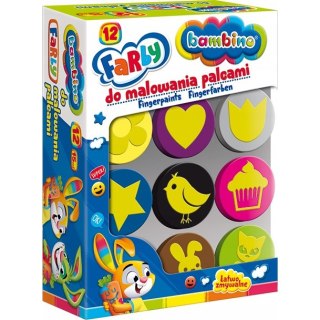 Farba dla dzieci do malowania palcami Zestaw 12 kolorów x 15ml BAMBINO St.Majewski