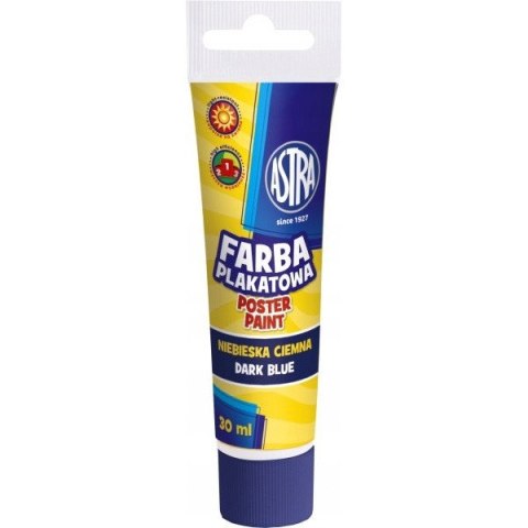 Farba plakatowa w tubkach 30ml szkolna ciemno niebieska 83110914 ASTRA