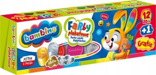 Farby plakatowe dla dzieci Zestaw 12 kolorów x 20ml + 1 farba cielista gratis BAMBINO