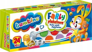 Farby plakatowe dla dzieci Zestaw 24 kolory x 10ml BAMBINO