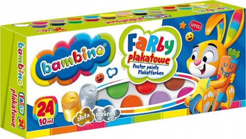 Farby plakatowe dla dzieci Zestaw 24 kolory x 10ml BAMBINO