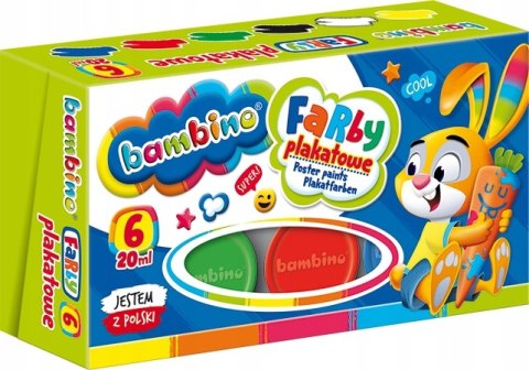 Farby plakatowe dla dzieci Zestaw 6 kolorów x 20ml BAMBINO St.Majewski