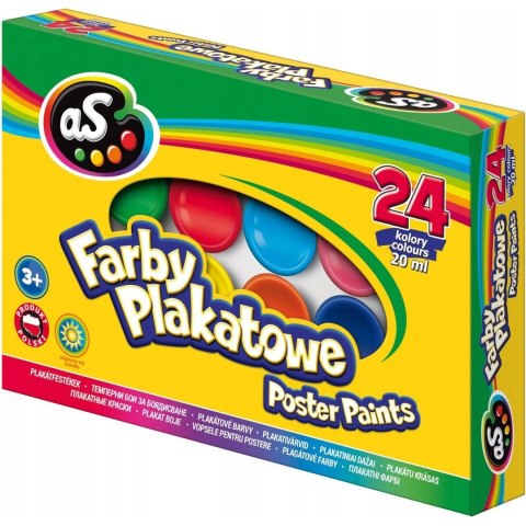 Farby plakatowe duży zestaw 24 kolory 20ml szkolne AS 301219005