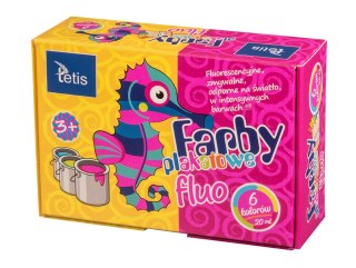 Farby plakatowe fluo 20ml. 6 kolorów KF002-A TETIS