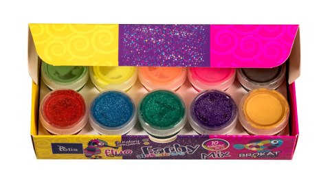 Farby plakatowe mix fluo/brokat 10ml. 10 kolorów KF004-C TETIS
