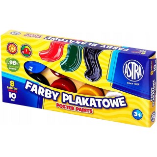 Farby plakatowe szkolne 8 kolorów 10ml zestaw 83113901 ASTRA