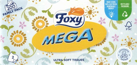 Chusteczki kosmetyczne FOXY Ultra miękkie (200 sztuk) 2 warstwy