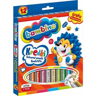 Kredki dla dzieci z glinki kaolinowej Zestaw 12 kredek + temperówka BAMBINO St.Majewski