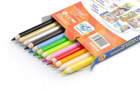 Kredki dla dzieci z glinki kaolinowej Zestaw 12 kredek + temperówka BAMBINO St.Majewski