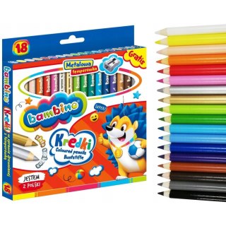 Kredki dla dzieci z glinki kaolinowej Zestaw 18 kredek + temperówka BAMBINO St.Majewski