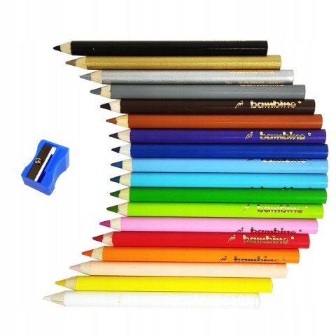 Kredki dla dzieci z glinki kaolinowej Zestaw 18 kredek + temperówka BAMBINO St.Majewski