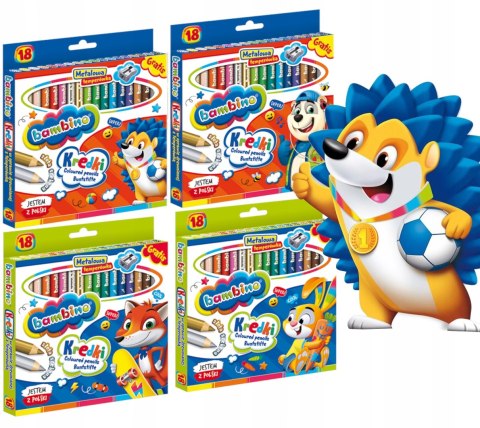 Kredki dla dzieci z glinki kaolinowej Zestaw 18 kredek + temperówka BAMBINO St.Majewski