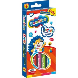 Kredki dla dzieci z glinki kaolinowej Zestaw 6 kredek + temperówka BAMBINO St.Majewski