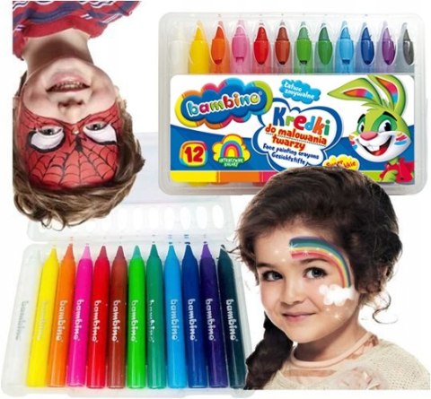 Kredki do malowania twarzy dla dzieci Zestaw 12 kolorów BAMBINO St.Majewski