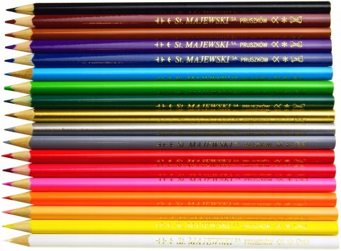 Kredki ołówkowe trójkątne Zestaw 18 kredek BAMBINO St.Majewski