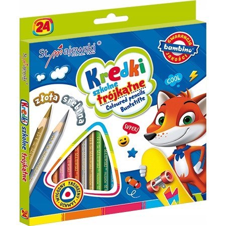 Kredki ołówkowe trójkątne Zestaw 24 kredek BAMBINO St.Majewski