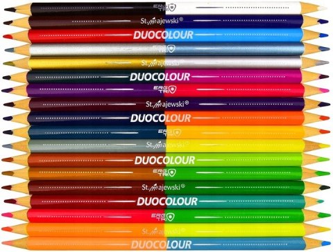 Kredki ołówkowe trójkątne dwustronne Zestaw 18 kredek 36 kolorów + temperówka BAMBINO St.Majewski