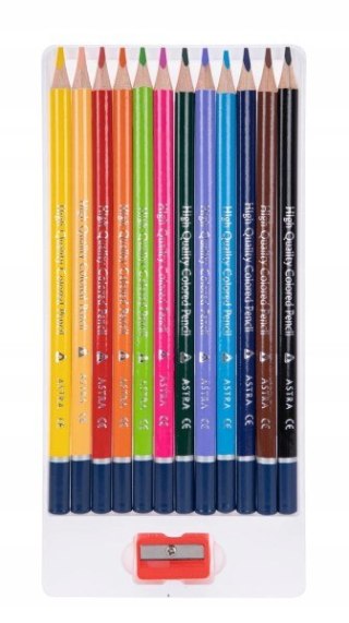Kredki ołówkowe trójkątne zestaw 12 kolorów + temperówka 312110002 ASTRA