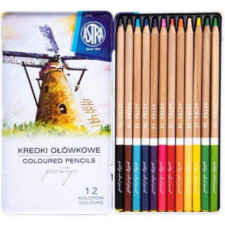 Kredki ołówkowe zestaw 12 kolorów metalowe pudełko 312117001 ASTRA