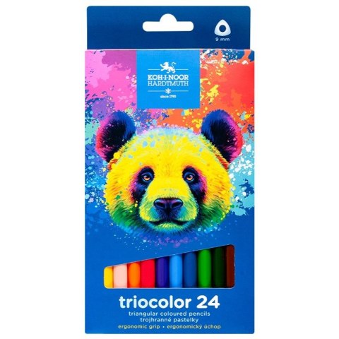 Kredki szkolne TRICOLOR PANDA 9mm 24 kolory 3144 KOH-I-NOOR