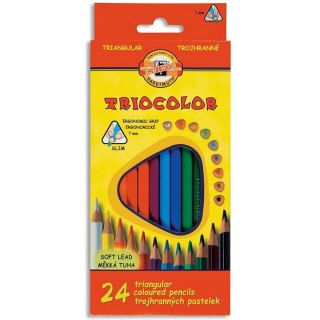 Kredki szkolne TRICOLOR TYGRYS 7mm 24 kolory 3134 KOH-I-NOOR