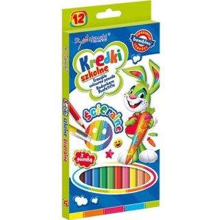 Kredki szkolne ścieralne Zestaw 12 kredek z gumką BAMBINO St.Majewski