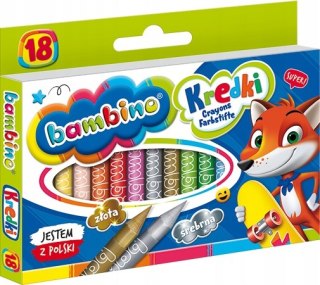 Kredki szkolne z glinki kaolinowej Zestaw 18 kredek BAMBINO St.Majewski