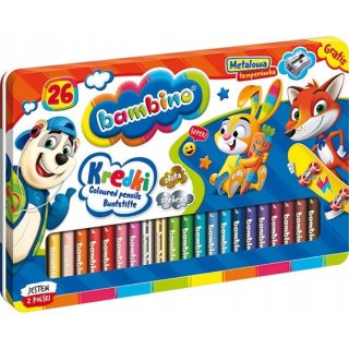 Kredki z glinki kaolinowej Zestaw 26 kredek + temperówka BAMBINO St.Majewski