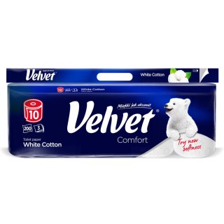 Papier toaletowy VELVET White Cotton COMFORT (10 rolek) 3 warstwy biały