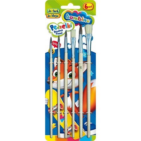 Pędzelki szkolne dla dzieci Zestaw 6 pędzelków BAMBINO St.Majewski