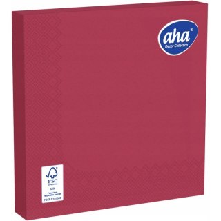 Serwetki dekoracyjne 33x33cm papierowe 20 sztuk 3 warstowe bordowe AHA