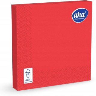 Serwetki dekoracyjne 33x33cm papierowe 20 sztuk 3 warstowe czerwone AHA