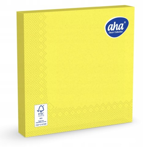 Serwetki dekoracyjne 33x33cm papierowe 20 sztuk 3 warstowe żółte AHA