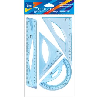 Zestaw geometryczny z linijką 20cm NIEBIESKI BL011-BK TETIS